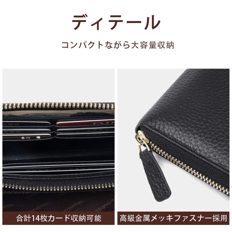 Mandiva Women's Long Wallet, Genuine Leather, Separate Type, Coin Purse,