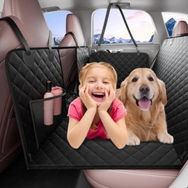 VEVOR Back Seat Extender for Dogs,Dog Hammock for Car Back seat,Dog Car Seat Cover with Hard Bottom Dog Car Seat Bed 52"x24.8",Supports 350lb with Mesh Window and Storage Pocket for Car, SUV
