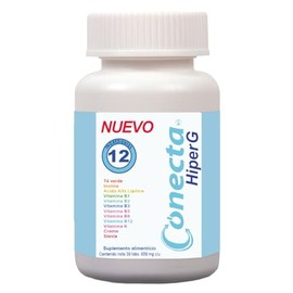 Conecta HiperG  Suplemento alimenticio con 12 ingredientes  Con t verde, inulina, cido alfa lipoico y vitaminas del complejo B  30 tabletas de 600 mg 