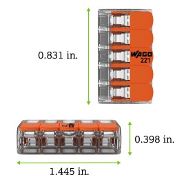 WAGO Lever Nuts Wire Connectors 221 Series Tool-Free Electrical Splicing 5 Pack