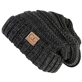 Shadana's Collection Womens Multicolor Oversized Baggy Warm Slouchy Cable Knit Winter Beanie Cap (Black)