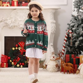 Christmas Cardigan Sweater for Toddler Boy White Tree Button Jumpers Tops 2-3 Years Girls Knitted Sweatshirts Kid's Green Warm Outfits Little
