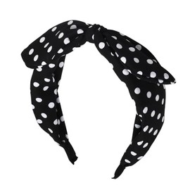 Polka Dot Headband Knotted Bow Headbands for Women Black Rabbit Ears Headband Hair Band with Bow Head Bands for Women's Hair Non Slip Bowknot Headband Bunny Ear Headbands