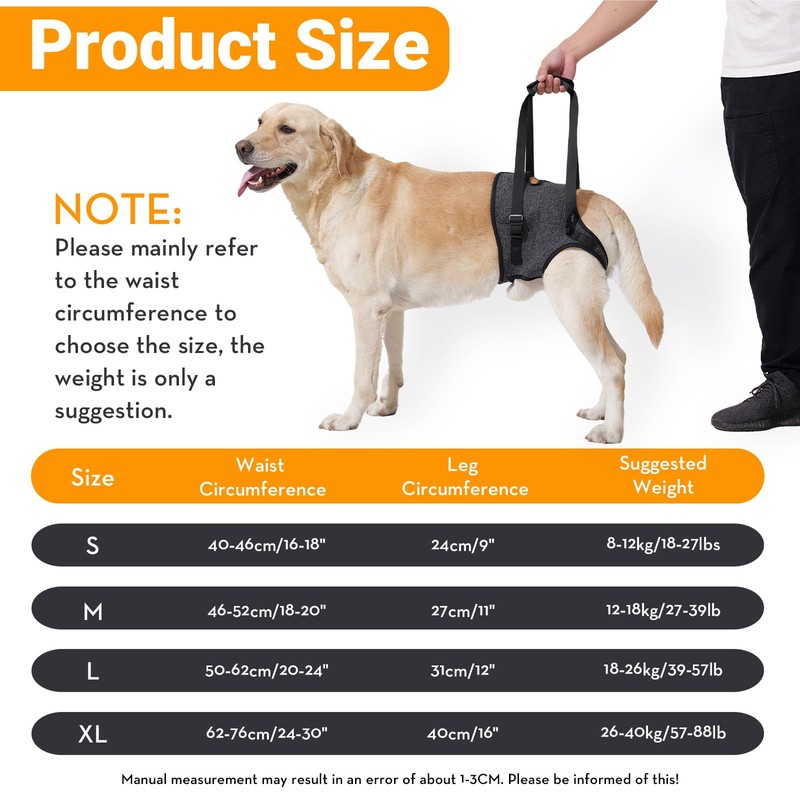 Dog Lifting Harness for Back Legs, Dog Support Harness, Adjustable
