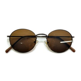 MERRY PLEASURE Sunglasses Date Glasses, Boston, Round Glasses, Hosobuchi, Light Color Lens, Thin Color, Color Lenses, Asian Fit, Men's, Women's, BROWN × BROWN