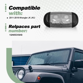 Overhead Console Dome Light Interior Front Reading Lamp Compatible with 2011-2018 Wrangler JK JKU Replace 1QN65DX9AB