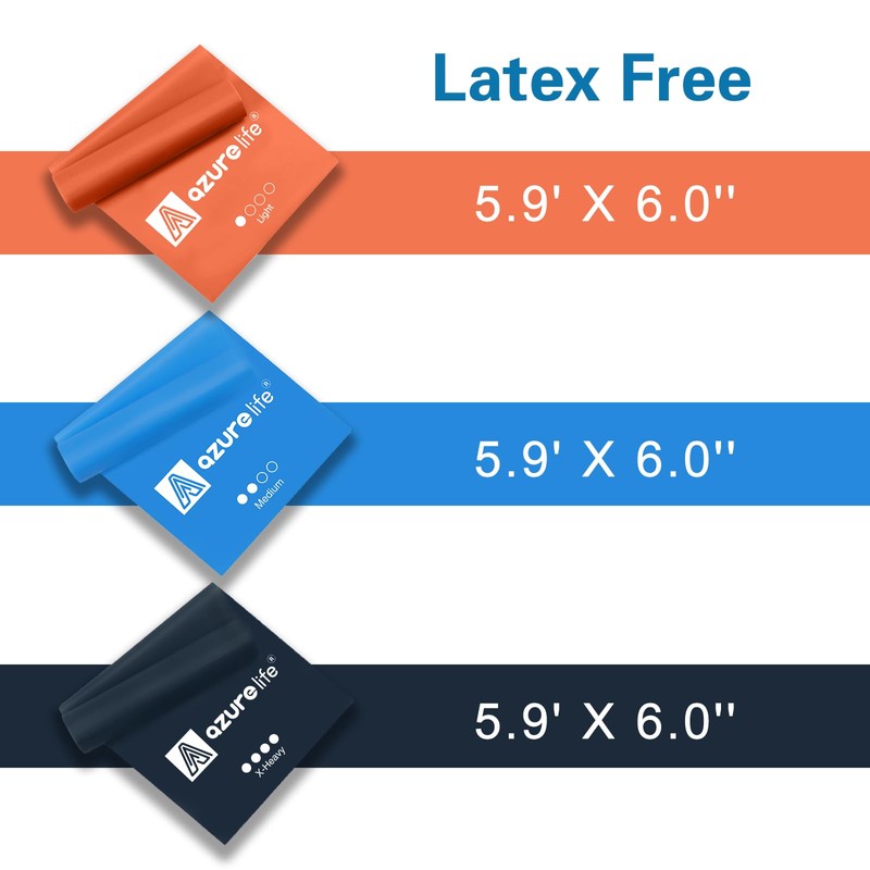 A AZURELIFE Resistance Bands,Professional Long Non-Latex Elastic Stretch Bands,Exercise Bands