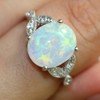 925 Sterling Silver Oval Shaped Created Fire Opal Wedding Engagement