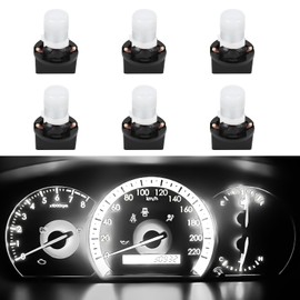 Hovom 6PCS T10 Car LED Light Bulb, 12V 194 W5W Car Instrument Cluster Light Bulb, Super Bright Automotive Bulb Replacement for Dashboard Panel Gauge Indicator Lamp License Plate Lights (White)