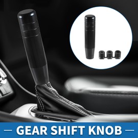 A ABSOPRO Universal Shift Knob Cylinder 13cm Stick Shifter Lever Knob with 3 Adapter for Automatic and Manual Vehicle Aluminum Alloy Black (Set of 4)