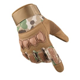 U-NEST Airsoft Gloves, Tactical Gloves, For Bicycles, Full Finger, Hard Knuckle, Smartphone Compatible, For Shooting, Motorcycles, Airguns, Cycling, Climbing, Survival, Walking, Adjustable (Camo, M)