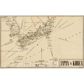 Historic Map - Japan & Korea (WWII Propoganda Map, 1942, Vintage Wall Art 24in x 16in
