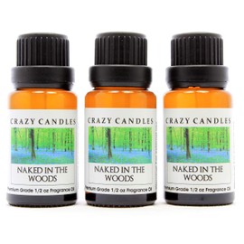 Naked in The Woods (Made in USA) 3 Bottles 1/2 Fl Oz Each (15ml) Premium Grade Scented Fragrance Oil (Women, Sun-warmed Figs, Italian Bergamot and White Tea Leaves)