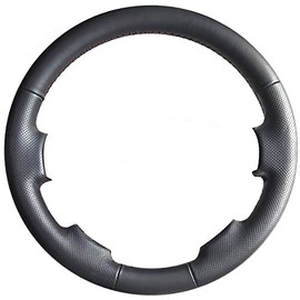 RedlineGoods Steering Wheel Cover 2007-13 Compatible with Toyota Tundra 2007-21 Leather Red Stitch Black