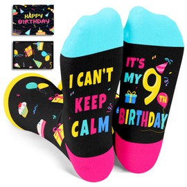 HAPPYPOP 9th Birthday Gifts Ideas Socks - Gifts for Girls Boys Age 9, Nine Year Old Gifts for Kids, Presents for 9 Year Olds