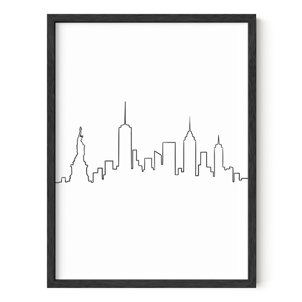 HAUS AND HUES Black and White NYC Wall Art Black and White Pictures for Wall Decor New York City Wall Art NYC Skyline Wall Art City Wall Art Skyline Art | BLACK FRAMED 12” x 16”