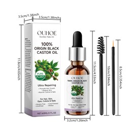 2oz. Pure Black Castor Oil Hair Growth Serum - Nourishing and Moisturizing with Aloe Vera and Vitamin E 2pcs
