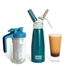 NITRO KAFO Premium 0.5L Nitro Coffee Maker, Aluminum Nitro Cold Brew Coffee Maker with Special Nitro Diffuser Nozzle & Cold Brew Pitcher for Making Nitro Cold Brew, 1 Pint/0.5L
