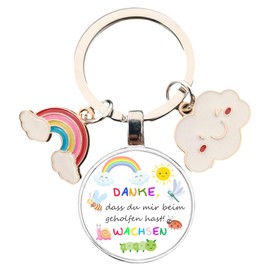 Keyring with rainbows and clouds pendant, farewell gift, teacher, aunt, nanny, mother's day gift, Round