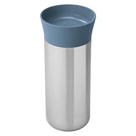 Berghoff Leo Double-Walled Stainless Steel Travel Mug with Push-Button Top, 330ml, Blue