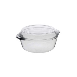 Glass Casserole with Lid- Round Baking Dish, Oven Safe Bakeware, 71 oz