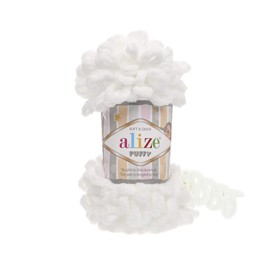 Alize Puffy Baby Big Loop Deckengarn, 100% Micropolyester, weiches Garn, 3 Stück, je Knäuel, 100 g, 9 m - 55 Weiß