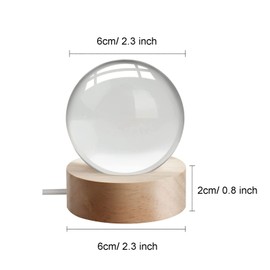 zalati 3D Crystal Ball Solar System Style Planet with Round Wooden Base Holder for Night Light Home Decoration Ornament - 6cm
