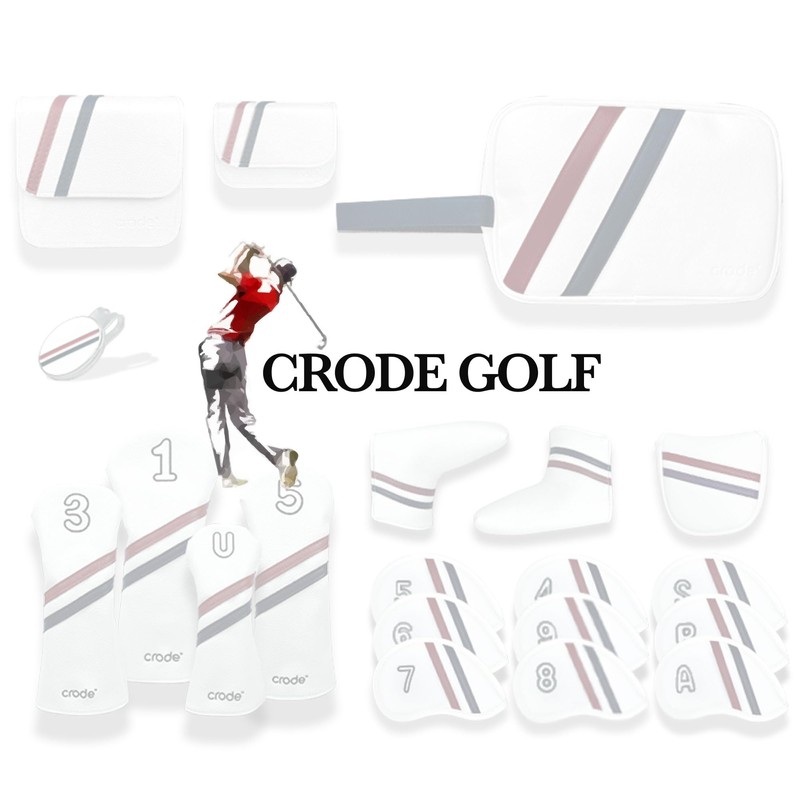CRODE Golf Club Head Covers Premium Leather for Iron(9pcs/Set), Driver,