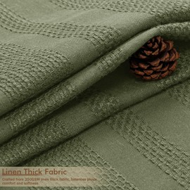 OVZME Sage Green Shower Curtain for Bathroom, Boho Linen Textured Shower Curtain with Tassel, Rustic Striped Heavy Duty Vintage Country Bathroom Curtain, 72Wx72L Inches