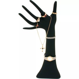 FindingKing Black Flocked Ring Hand Display Opera Glove Length 13"