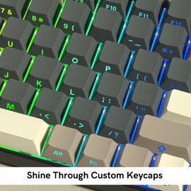 Rainy75 Shine Through Double Shot PBT Keycaps Set, Cherry Profile Custom Keycaps 60 65 75 100 Percent for 61/64/68/84/87/100/104/108 Retro Gaming Mechanical Keyboard, Grey Brown