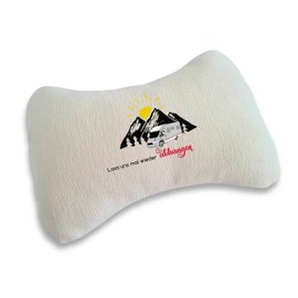 DRUC KLAUS Autoreisekissen Wohnmobil – Kissen mit Spruch „Lass Uns mal Wieder abhängen“, Berge & Sonnenuntergang – weiches Subli-Leinen, ca. 31×18 cm, personalisierbar, mit Gummiband