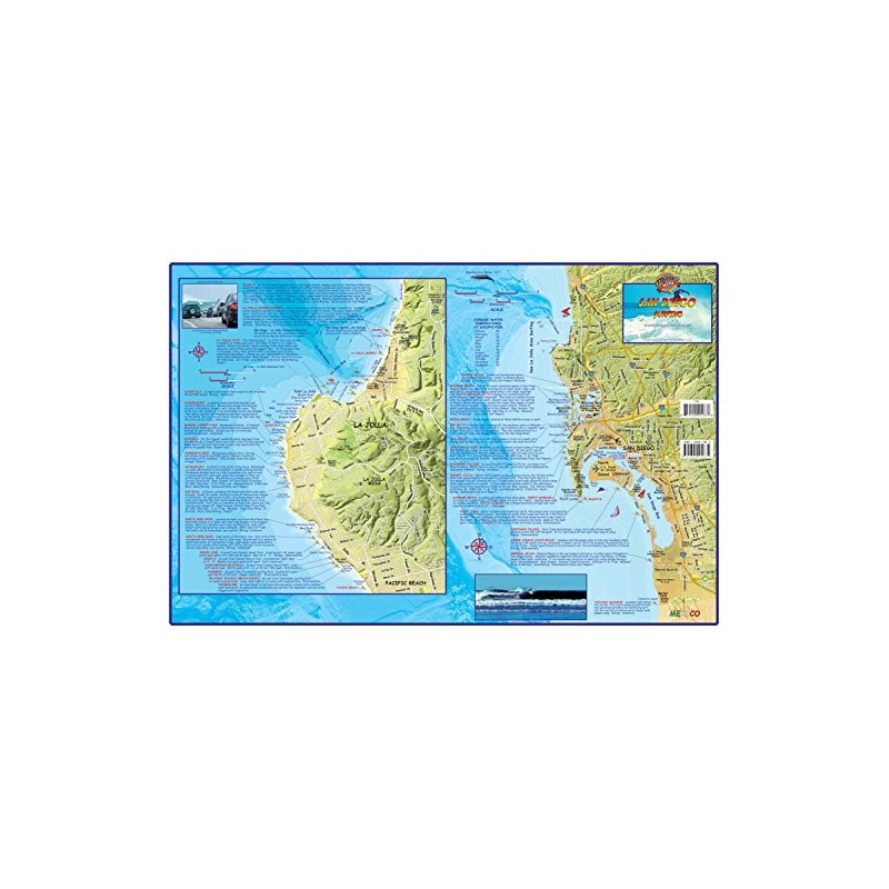San Diego Surf Map Laminated Surfing Guide Poster by Franko
