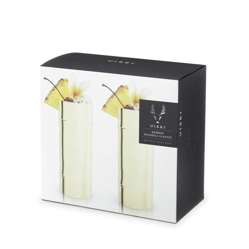 Viski Gold - Vasos de bambú para cócteles, 14 onzas