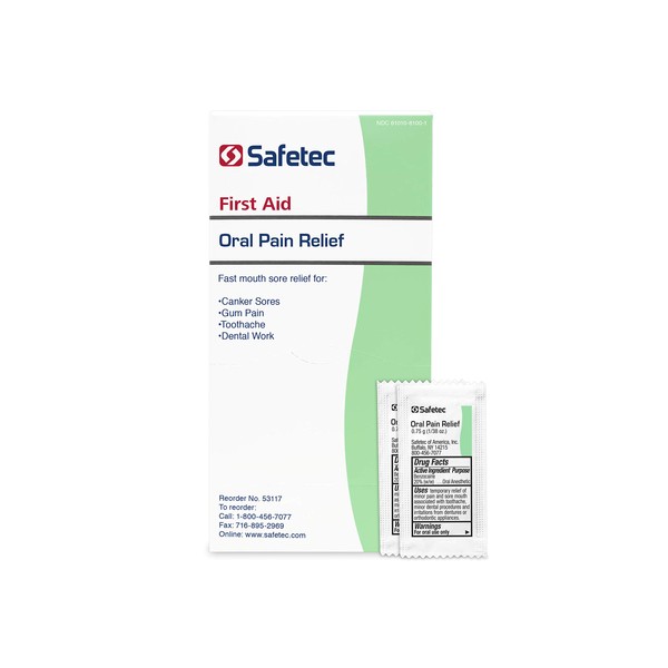 Safetec Oral Pain Relief Gel.75 g. Pouch 144 ct. Box (12 Boxes/case)