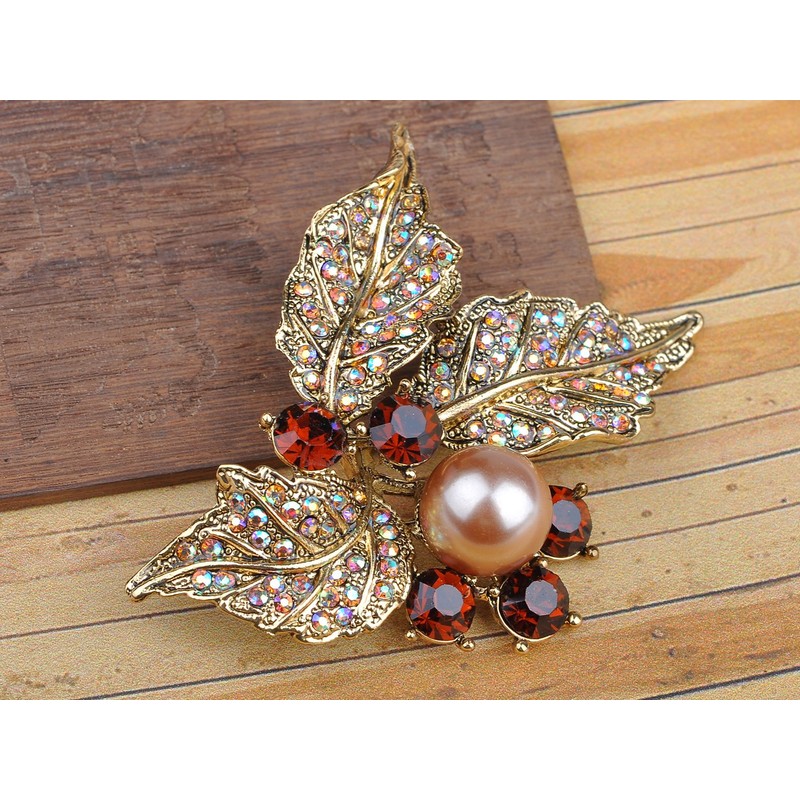 Alilang Elegant Colorful Crystal Rhinestone Faux Pearl Festive Berry Design