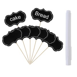 MovFlax 50 Pieces Cheese Markers for Charcuterie Board, Food Tags Buffet Labels Cupcake Toppers for Party, Appetizer Signs Cocktail Picks Fruit Sticks for Wedding, Dinner Decor with Marker Pen (Black)