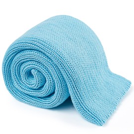 Guohaoi Knitted Weighted Blanket(Blue 50"x60" 10lbs),Home Décor Cooling Throw Blanket for Hot Sleepers,Hand Made Chunky Knit Heavy Blanket or Adults Use on Twin Size Bed