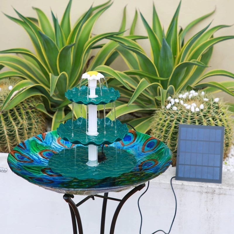 3 Tiered Bird Bath with 3.5W Solar Pump Solar Fountain