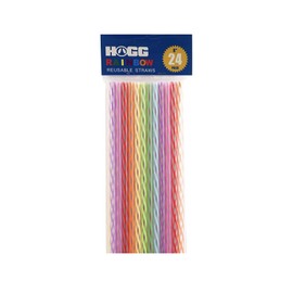 Hogg Reusable Straws - Rainbow (24 Pack), Plastic Straws Reusable, Tumbler Accessories, 8 inch