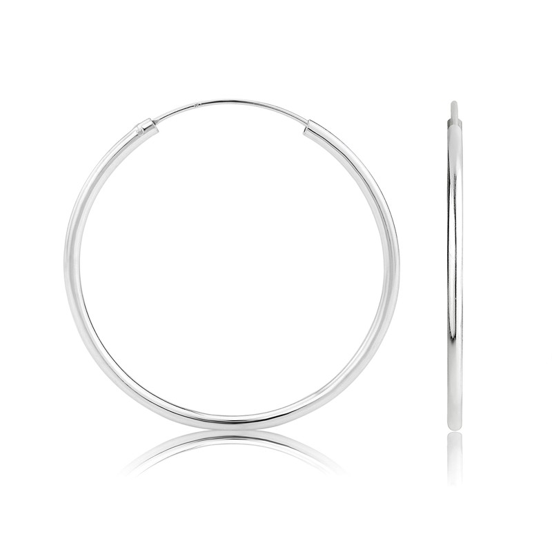 Sterling Silver Hoop Stud Earrings 50mm Large Round Circular 925