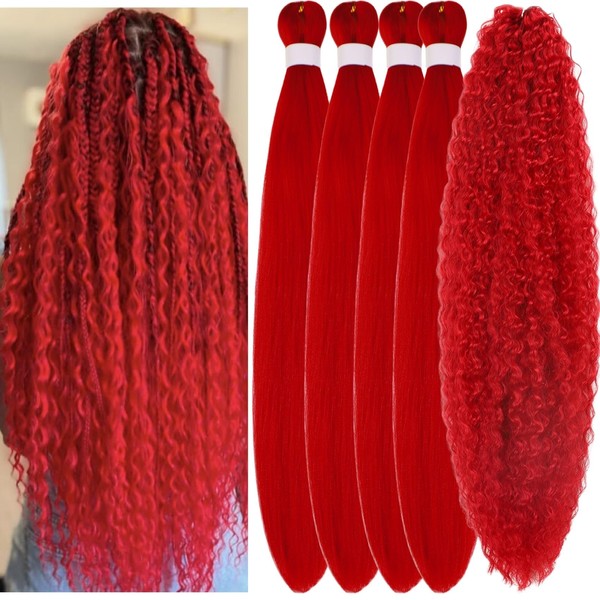 Red Boho Hair Pre stretched for Boho Braids Pre stretched