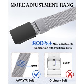 Monopa Nylon Golf Belt for Boys -Kids Tactical Belt with Metal Buckle for Baseball Softball Jeans (Black Buckle, Gray, 90cm)