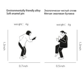 2 Pieces Creative Punk Brooch Funny Pulp Fiction Figure Image Enamel Alloy Badge Clothes Backpack Jewelry Accessories Gift for Fans Friends Metal, Metal