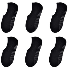 JORMATT 6 Pairs Toddler No Show Socks - Anti Slip, Boys Girls Cotton Kids Low Cut Ankle Socks With Grips, Black 6-12 Moths