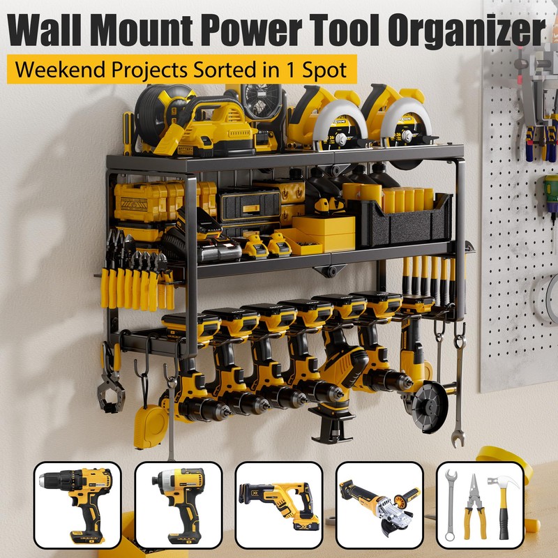 Amoowis Power Tool Organizer, 7 Drill Holder for Tool Organizer,