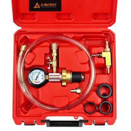 ADAFIRST Automotive Radiator Coolant Vacuum Refill Tool Kit, Engine Cooling System Vacuum Purge & Fill Tool Set with Universal Adapters (O.D. 32mm 35mm 40mm 45mm) for Car SUV Truck Airlift, Red Case