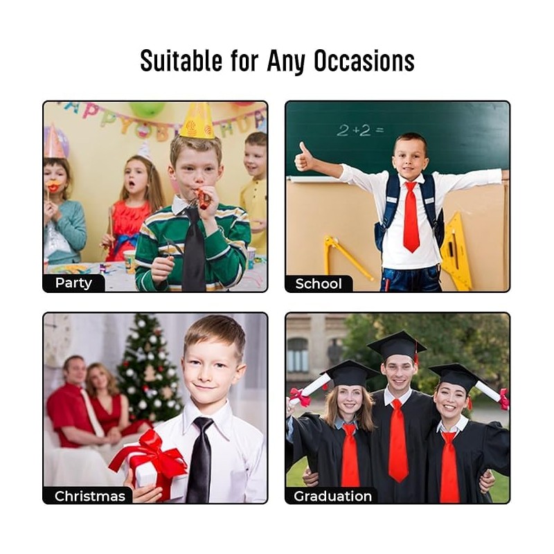 AAMERA Kids Elastic Neckties, Toddlers, Boys, Girls, Preschoolers, Weddings, Birthdays,