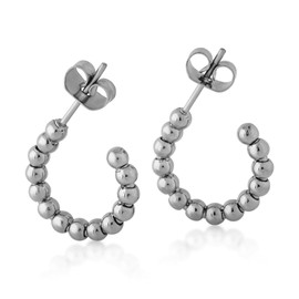 Akitsune Delight Earring for Women, Elegant 316L Stainless Steel Earring for Women, Waterproof and Hypoallergenic, 1.20 cm Diameter, 2.5 mm Bead Hoop Earrings, Stainless Steel