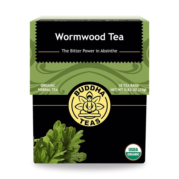 Organic Wormwood Tea, 18 Bleach-Free Tea Bags – Natural Source of Antioxidants, Vitamins C and B Complex, No GMOs